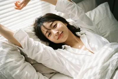 Boyfriend POV • Morning White Shirt Stretch, Tousled Bedhead & Sweet Smile