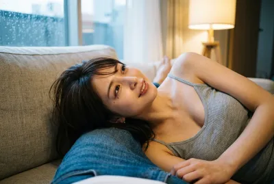 Boyfriend POV • Rainy Afternoon Lap Pillow, Looking Up & Tender Affection